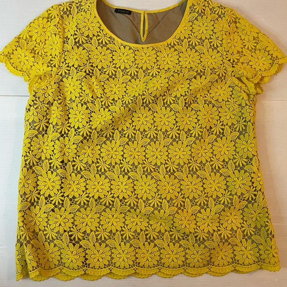 Talbots Yellow Crochet Lace Two Piece Set Skirt And Blouse Size 16 Easter Outfit - Picture 8 of 13